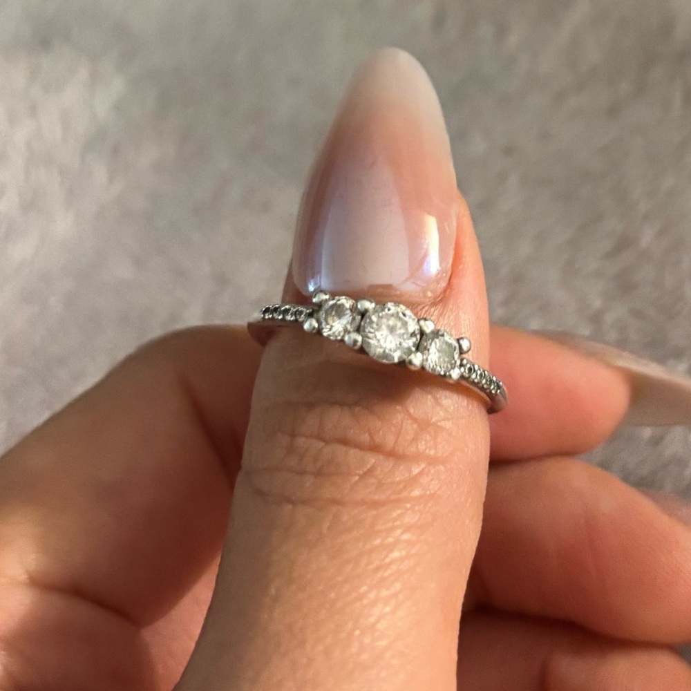 Pandora Silver Ring with Sparkling Stones